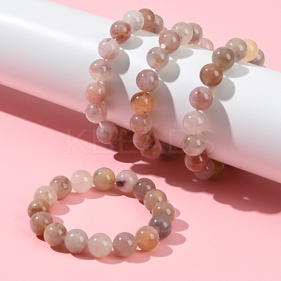 12MM Natural Quartz Round Beaded Stretch Bracelets for Women BJEW-G756-02B-1