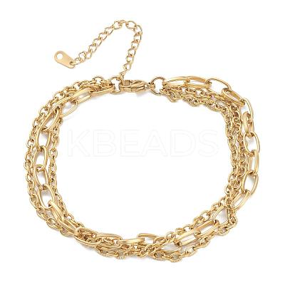304 Stainless Steel Cable Chain Multi-strand Bracelets STAS-A051-05G-1