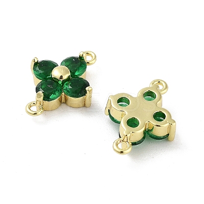 Rack Plating Brass Pave Cubic Zirconia Connector Charms KK-H474-20G-01-1