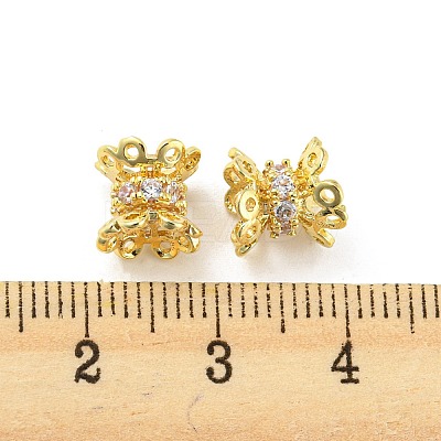 Brass Micro Pave Cubic Zirconia Spacer Beads KK-H452-15G-1