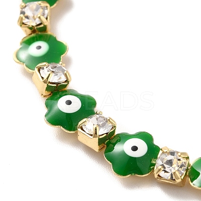 Rack Plating Iron Clover & Square Link Chains Bracelet BJEW-I300-08G-1