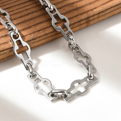 304 Stainless Steel Cross Link Chains Bracelets for Men & Women BJEW-D042-41P-1