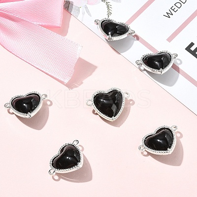 6Pcs Eco-Friendly Alloy Glass Heart Links connector Charms GLAA-YW0005-10-1
