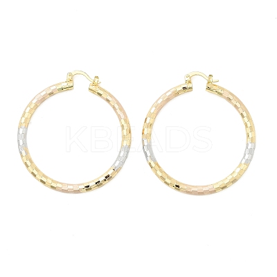 Brass Two Tone Hoop Earrings EJEW-B117-06E-M-1