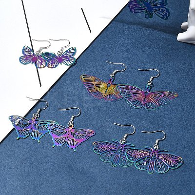 DIY Butterfly 201 Stainless Steel Etched Metal Embellishments Dangle Earring Jewelry Making Kits DIY-FS0007-47-1