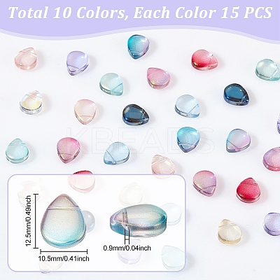 150Pcs 10 Colors Transparent Spray Painted Glass Beads GLAA-HY0001-15-1