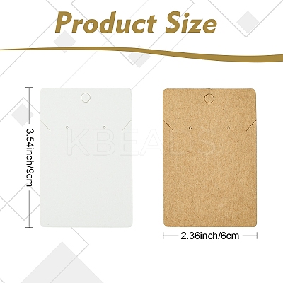 50Pcs Rectangle Kraft Paper One Pair Earring Display Cards with Hanging Hole CDIS-YW0001-16A-1