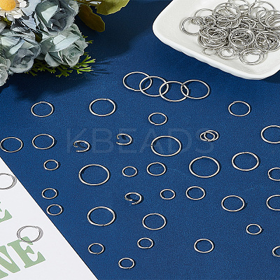 120Pcs 6 Styles Tarnish Resistant 304 Stainless Steel Open Jump Rings STAS-LP0001-63-1
