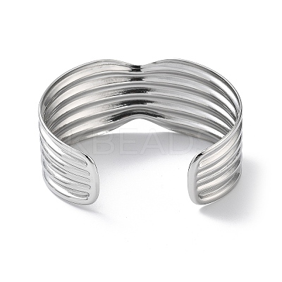 304 Stainless Steel Cuff Bangles for Women BJEW-Z078-26P-1