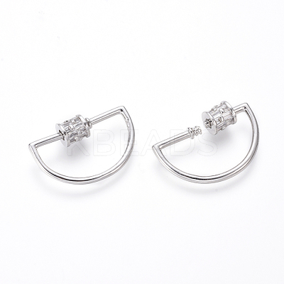Brass Micro Pave Cubic Zirconia Screw Carabiner Lock Charms ZIRC-I031-04P-1