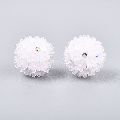 Handmade Polymer Clay Rhinestone with Resin Daisy Flower CLAY-T022-02G-1