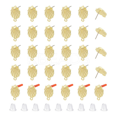 30Pcs Rack Plating Golden Alloy Stud Earring Findings EJEW-UN0002-37-1