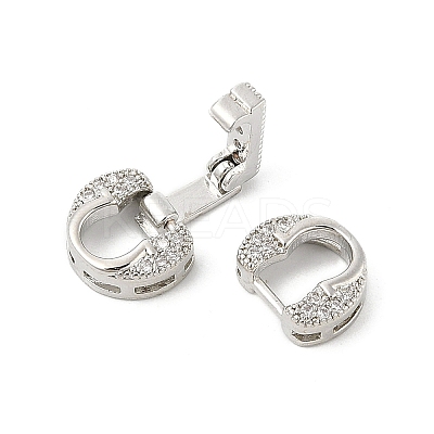 Brass Micro Pave Clear Cubic Zirconia Fold Over Clasps KK-U059-14P-1