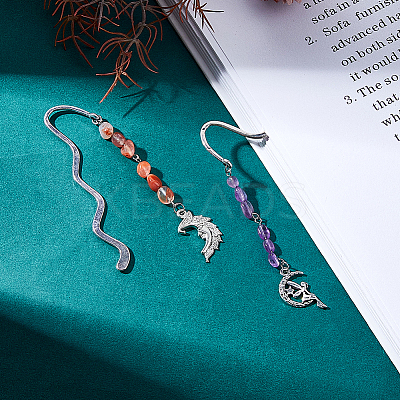 Alloy Wavy Bookmarks AJEW-DC00022-1