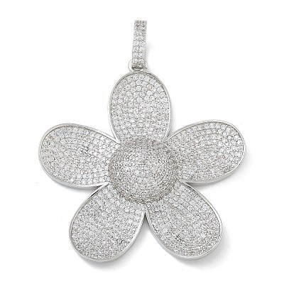 Rack Plating Brass Micro Pave Clear Cubic Zirconia Pendants KK-G515-47P-1