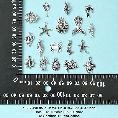 18Pcs 18 Style Tibetan Style Alloy Pendants TIBEP-YW0001-71-1