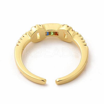 Cubic Zirconia Rectangle Open Cuff Ring KK-A180-28G-1