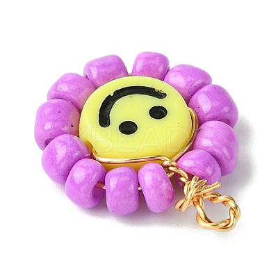 Acrylic Glass Seed Beaded Pendants PALLOY-MZ00294-03-1