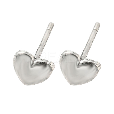 Rack Plated Heart Brass Stud Earrings for Women EJEW-Z048-08P-1