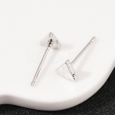 Brass Triangle Stud Earrings for Women EJEW-G441-06B-P-1