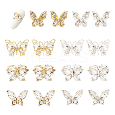 24Pcs 8 Style Alloy Rhinestone Cabochons MRMJ-BC0003-40-1