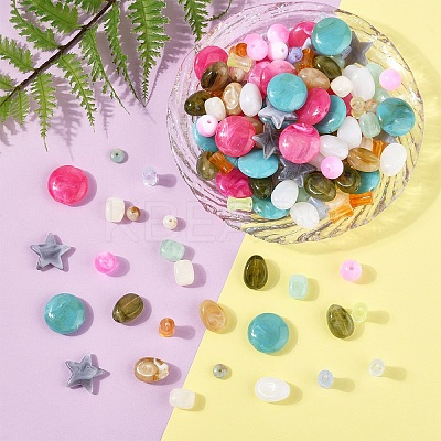 210Pcs 8 Styles Transparent Acrylic Beads OACR-YW0003-22-1