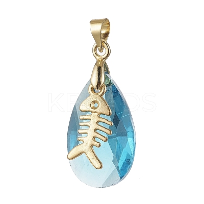 Ocean Themes Alloy & Glass Teardrop Pendants PALLOY-JF03880-1