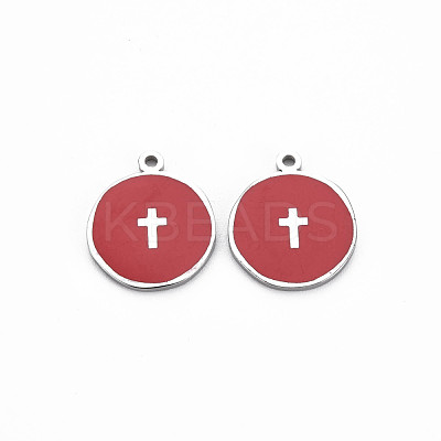 304 Stainless Steel Enamel Pendants STAS-S117-030-1