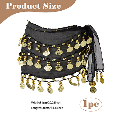 Alloy Coin Tassel Cloth Chain Belts for Dancer DIY-WH0888-880B-1