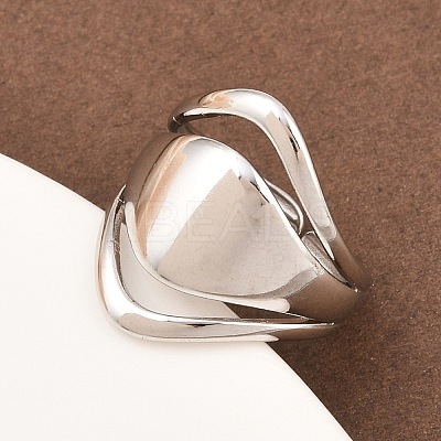 US Size 7 304 Stainless Steel Cuff Rings RJEW-D336-04P-1