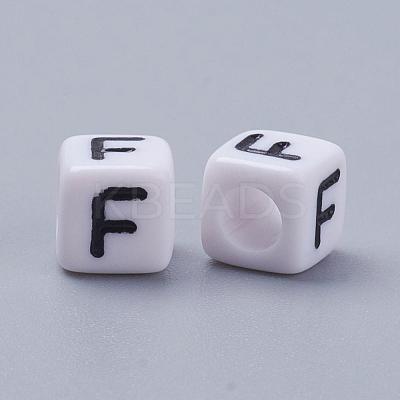 Letter F Acrylic Cube Beads X-PL37C9308-F-1