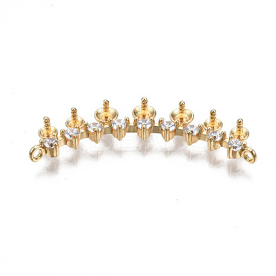 Brass Micro Pave Clear Cubic Zirconia Peg Bails Pendant Links KK-S356-333-NF-1