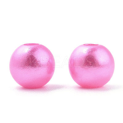 Spray Painted ABS Plastic Imitation Pearl Beads OACR-T015-05A-15-1