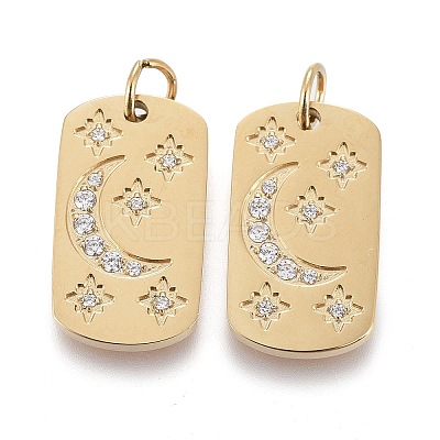 316 Surgical Stainless Steel Micro Pave Clear Cubic Zirconia Pendants X-STAS-I164-034G-1