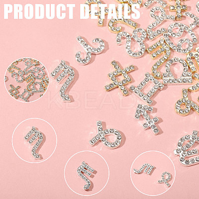 72Pcs 2 Colors 12 Styles Alloy Rhinestone Cabochons MRMJ-CA0001-53-1