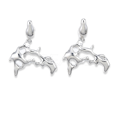 Brass Twist Dangle Stud Earrings for Women EJEW-N012-49P-1