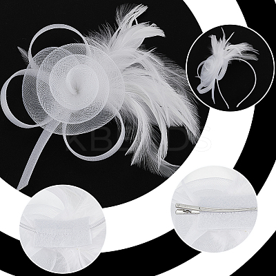 Polyester & Fether Hair Accessories AJEW-WH0031-31C-1