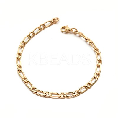 304 Stailess Steel Figaro Chain Bracelets BJEW-N280-03-1