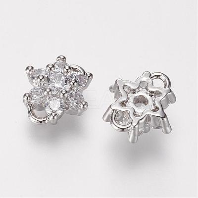 Brass Micro Pave Grade AAA Cubic Zirconia Links ZIRC-G086-13P-NR-1