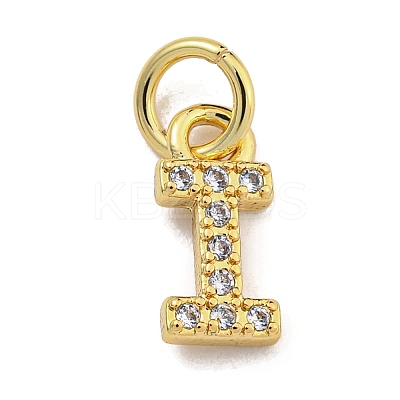 Initial Letter Brass with Cubic Zirconia Charms KK-Q814-26I-G-1