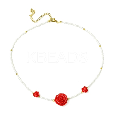 2Pcs 2 Colors Glass Seed Beaded Necklace Sets NJEW-MZ00053-1