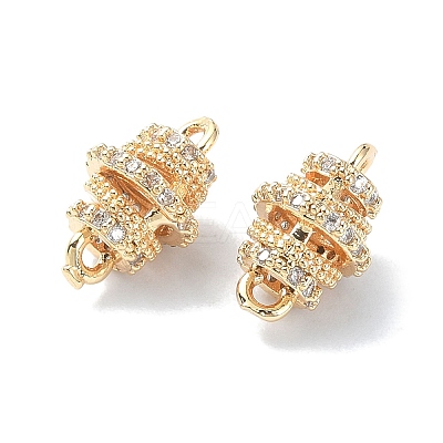 Brass Micro Pave Clear Cubic Zirconia Connetor Charms KK-A194-01G-1