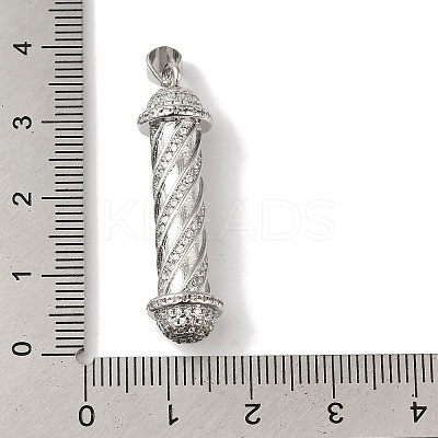 Rack Plating Brass Micro Pave Clear Cubic Zirconia Pendants KK-B092-31P-1