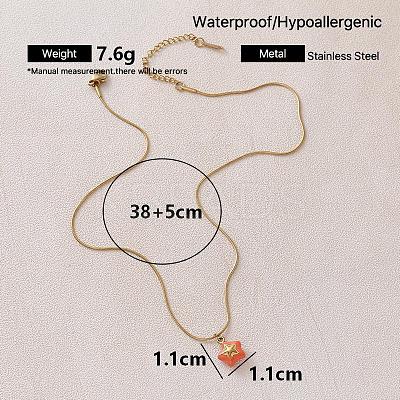 Vintage 304 Stainless Steel Enamel Double-Sided Star Pendant Necklaces for Women SX6547-1