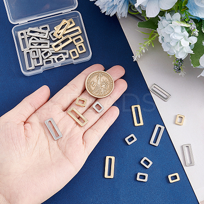 48Pcs 4 Style 201 Stainless Steel Linking Rings STAS-UN0040-26-1