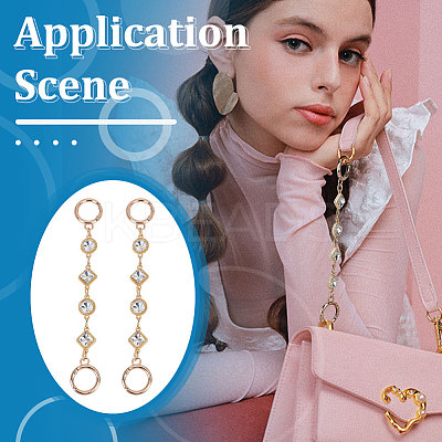 Rhombus & Flat Round Aolly Pave Crystal Rhinestone Bag Extension Chains FIND-WH0152-600G-1