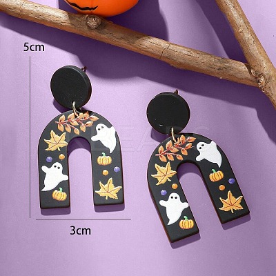 Arch with Ghost Pattern Acrylic Dangle Stud Earrings FS-WG2B12F-01-1