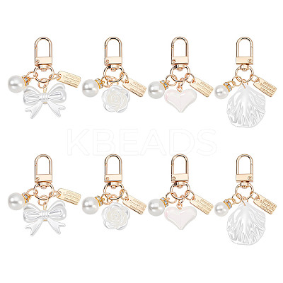 8Pcs 4 Styles ABS Imitation Pendant Decorations HJEW-NB0002-15-1