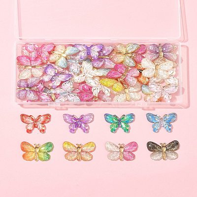 40Pcs 2 Styles Printed Translucent Acrylic  Pendants MACR-FS0002-04-1