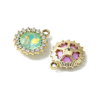 UV Plating Alloy with Mixed Color Glass Rhinestone Pendants FIND-B039-04G-1